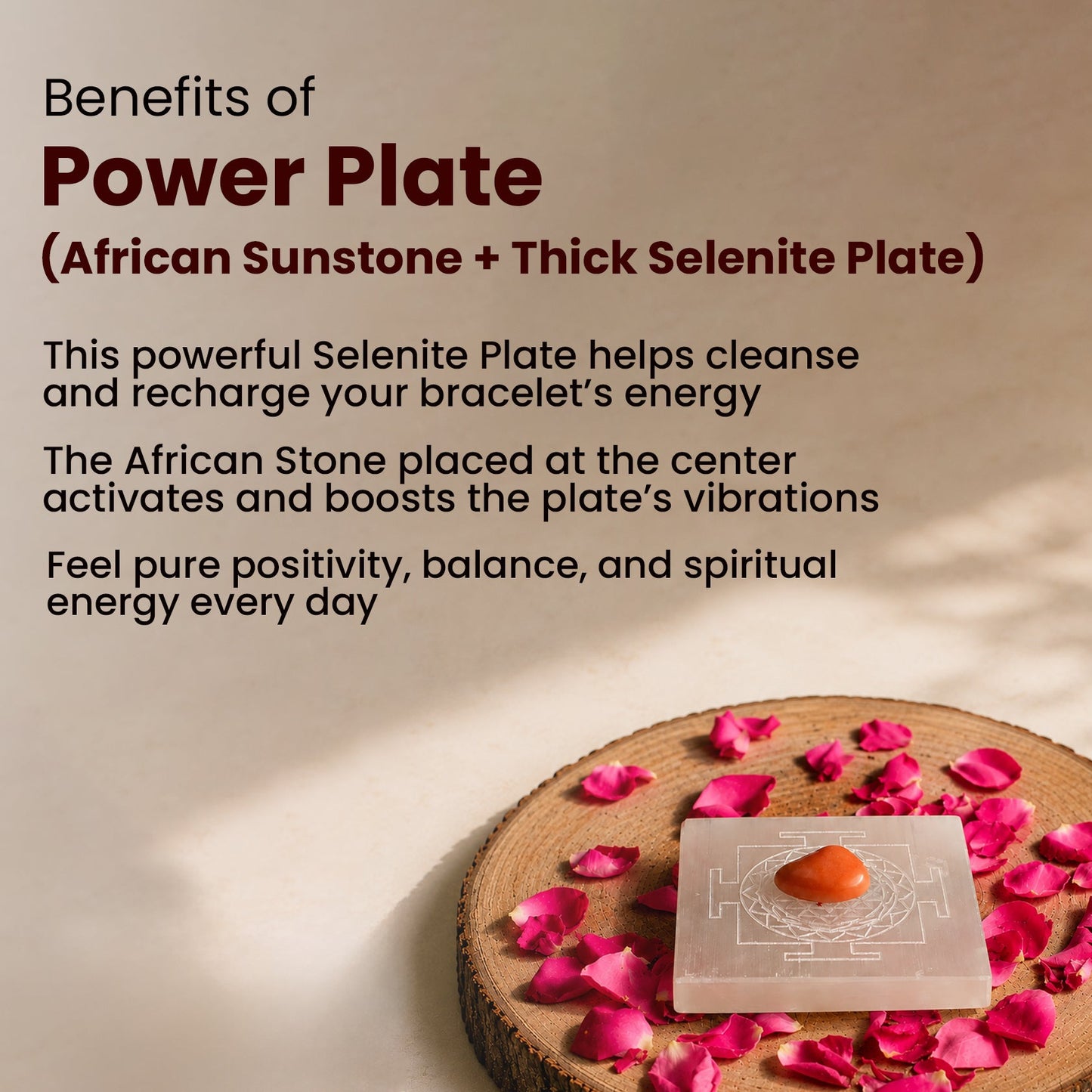 Power Plate (African Sunstone + Thick Selenite Plate)￼