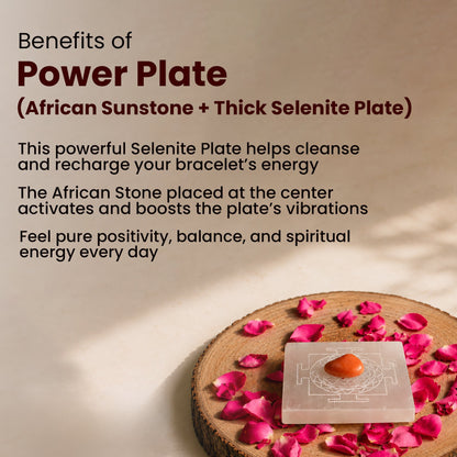 Power Plate (African Sunstone + Thick Selenite Plate)￼